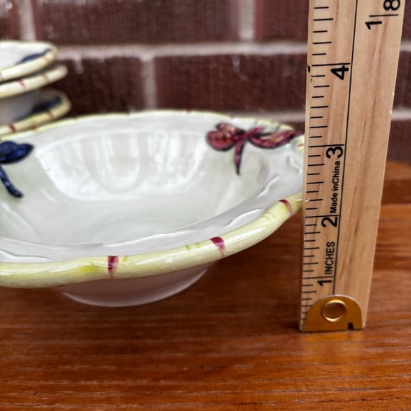 Fructuoso & Fructuoso Dragonfly Hand Painted salad Bowls Made In Portugal 4 Pc - Picture 3 of 5